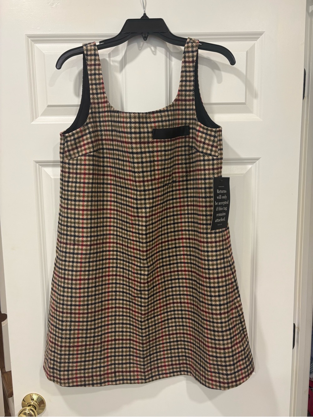 Tuckernuck Plaid A-Line Mini Dress in Tan, Green, Black & Red